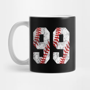 Vintage #99 Baseball Laces Baseball Mom Jersey Love Baseball T-shirt Mug